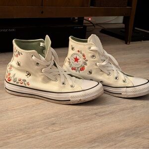 Converse Women's Floral Embroidered High-Tops - White